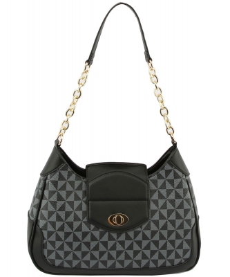Monogram Shoulder Bag Satchel LMN029 BLACK